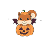 Ardilla Feliz Halloween Calabaza Murciélago