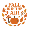 Autumnal pumpkin and mushroom illustration