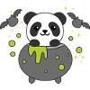 Panda Happy Halloween Witch's Cauldron Bat