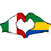 Italy Gabon Flag Hands Heart Shape
