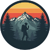 Adventurous hiker at sunset