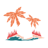 Summery skull design with palm trees
