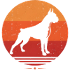 Retro Boxer Dog Sunset Motif