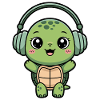 Cute Turtle With Headphones