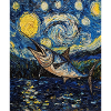 Marlin bleu, style Van Gogh, étoilé