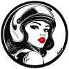 Retro Chic Racer Frau mit Helm