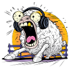 Crying Sheep with Headphones