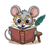 Adorable Reading Mouse with Glasses