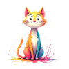 Bunte Katzenillustration für Kinderkleidung