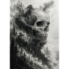 Eerie Forest Skull Illustration