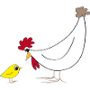 Funny chicken and chick illustration