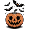 Scary pumpkin head with laughing face