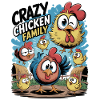 Crazy Chicken Family Funny Chickens Cartoon