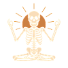 Meditating skeleton with sun circle