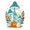 Fairytale ghosts and pumpkin scene