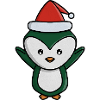 Festive Penguin with Santa Hat