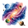 Vortex galactique avec constellations planétaires