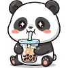 Cuddly panda bear with bubble tea