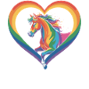 Regenbogen Pferd im Herzrahmen