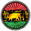 Elephant motif with reggae symbol
