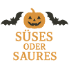 Halloween pumpkin design with bats