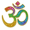Symbole Om arc-en-ciel au design pailleté
