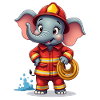 Firefighter elephant children's design