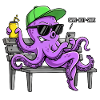 Funny octopus with smartphone