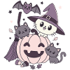 Halloween Kawaii Design Cats Bat Pumpkin