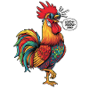 Bunter Hahn mit Sonnenbrille