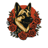 Elegant German Shepherd with Rose Motif