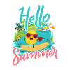Summery surf pineapple with sunglasses