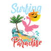 Surfing Flamingo Sunset Design