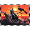 Dark fantasy raven and sunset surreal