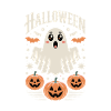 Scary Halloween ghost with pumpkins