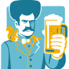 Retro Held mit Bierglas Motiv