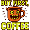 Coffee mug with monster design