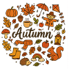 Autumnal nature motifs in warm colours