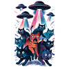 Alien UFOs UFO Cat Cats Beaming Gift