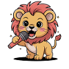 Cute lion with microphone – singer motif