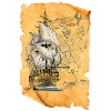 Voilier antique sur carte parchemin