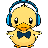 Cute duck with headphones