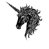 Einhorn schwarzweiß