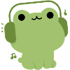 Cute Frog Headphones Illustration