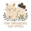 Stay Grounded. Sleep Often. Cat Illustration