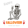 Halloween SPruch mit Skelett