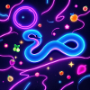 Glowing Neon Snake with Fruit Motifs