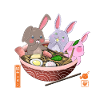 Lapins Kawaii mangeant des ramen