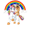 Deutscher Schäferhund auf Einhorn