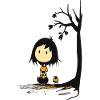 Whimsical Girl Under Starless Tree